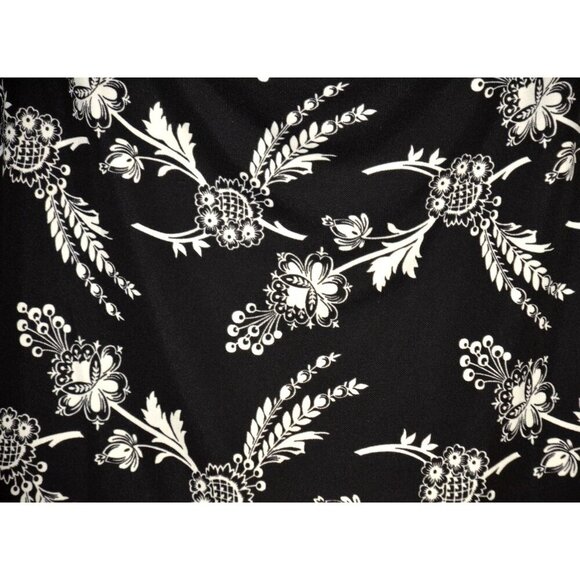 Ann Taylor Ladies M Black Floral Boat Neck Blouse Top Balloon Sleeve Career - Picture 6 of 9